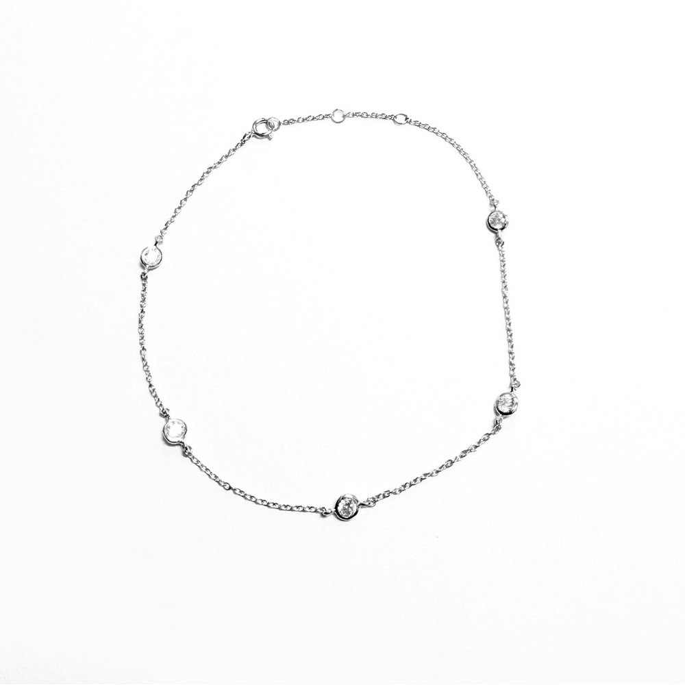 Chic Silver Anklet Bracelet with Crystal Details